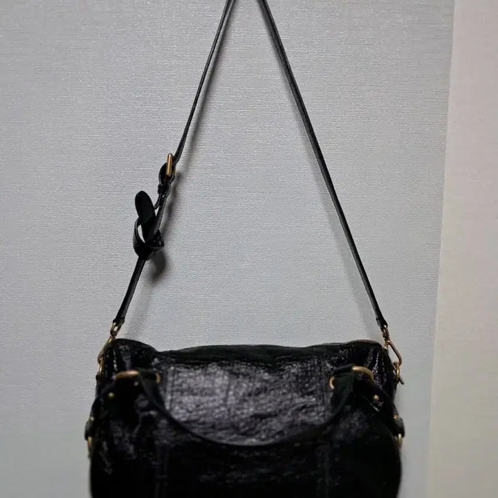 [BUNJANG] Michael Kors Enamel Chain Shoulder Bag / 마이클코어스 가방 블랙 에나멜 체인 숄더백 크로스백
