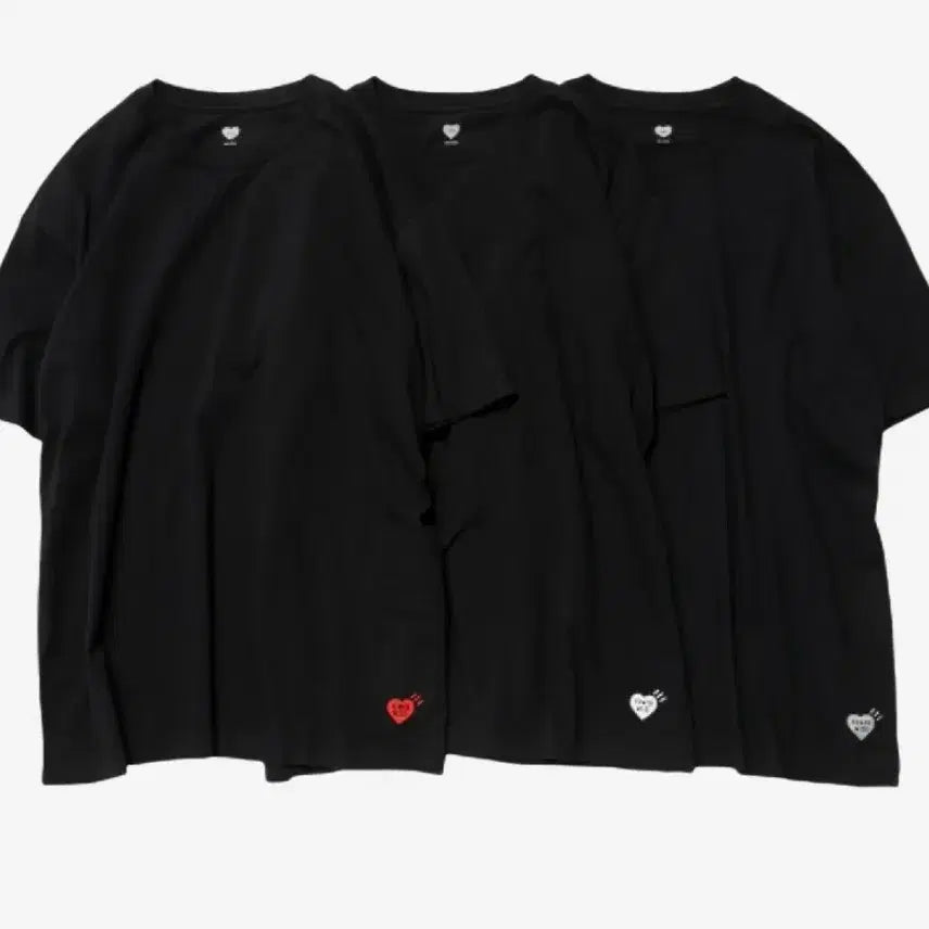 [BUNJANG] Human Made Basic T-Shirt Black (3 Pack) / 휴먼메이드 기본 반팔티셔츠 블랙 3팩 M, XL