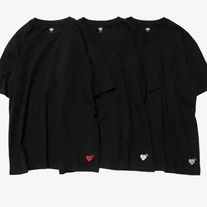 [BUNJANG] Human Made Basic T-Shirt Black (3 Pack) / 휴먼메이드 기본 반팔티셔츠 블랙 3팩 M, XL