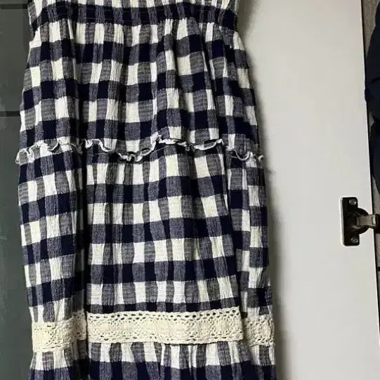 [BUNJANG] Checkered Cami Dress / 체크 끈나시 원피스 (프리사이즈)