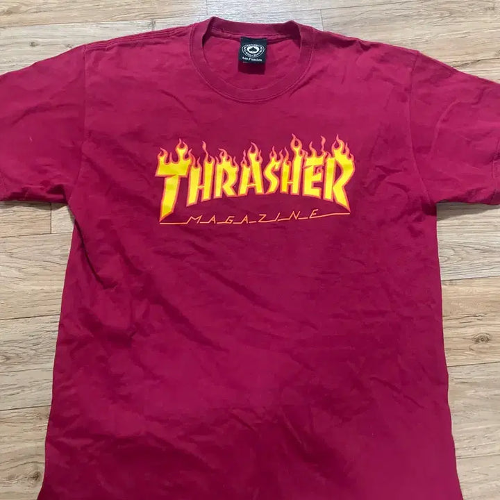 [BUNJANG] Thresh Red Burgundy Short Sleeve T-Shirt / 트레셔 레드 버건디 반팔 L