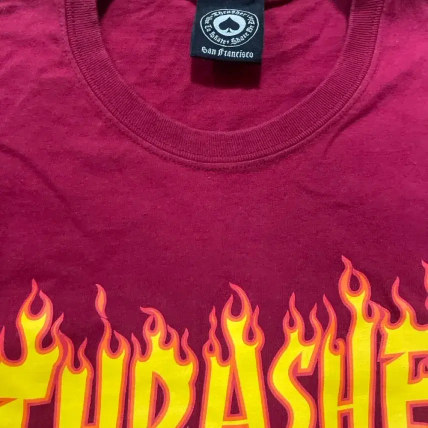 [BUNJANG] Thresh Red Burgundy Short Sleeve T-Shirt / 트레셔 레드 버건디 반팔 L