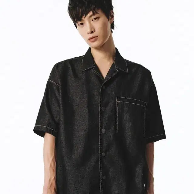 [BUNJANG] JILLSTUART NEW YORK Indigo Black Denim Short Sleeve Jacket (Oversized, Size S) / 질스튜어트뉴욕/ 데님 반팔 자켓/ 오버핏 S size