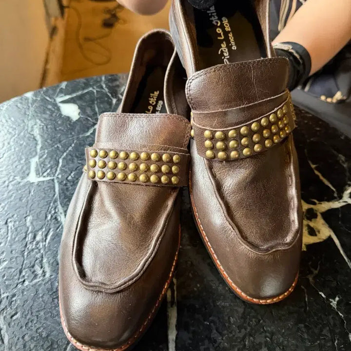 [BUNJANG] Piedro Style Studded Handmade Leather Loafers / 피에드로스틸레 스터드 수제구두 42