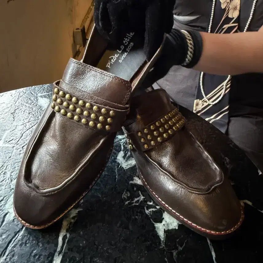 [BUNJANG] Piedro Style Studded Handmade Leather Loafers / 피에드로스틸레 스터드 수제구두 42