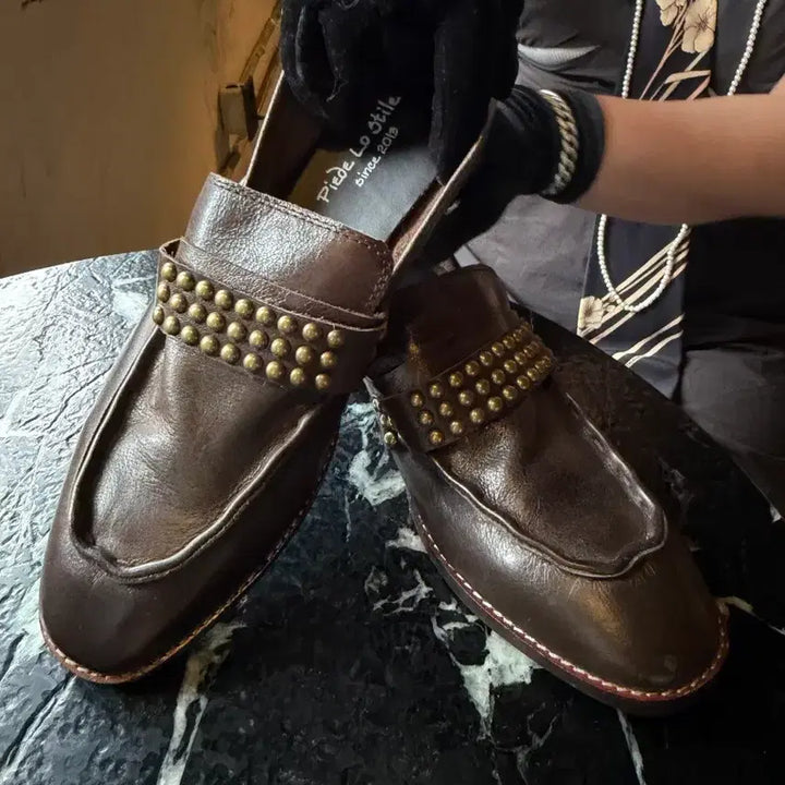 [BUNJANG] Piedro Style Studded Handmade Leather Loafers / 피에드로스틸레 스터드 수제구두 42