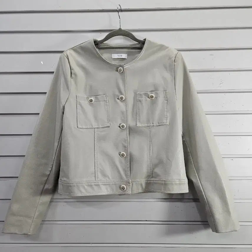 [BUNJANG] Beige Faux Leather Jacket (Size 66) / 연베이지톤 인조가죽 여성자켓66/보물찾기천사