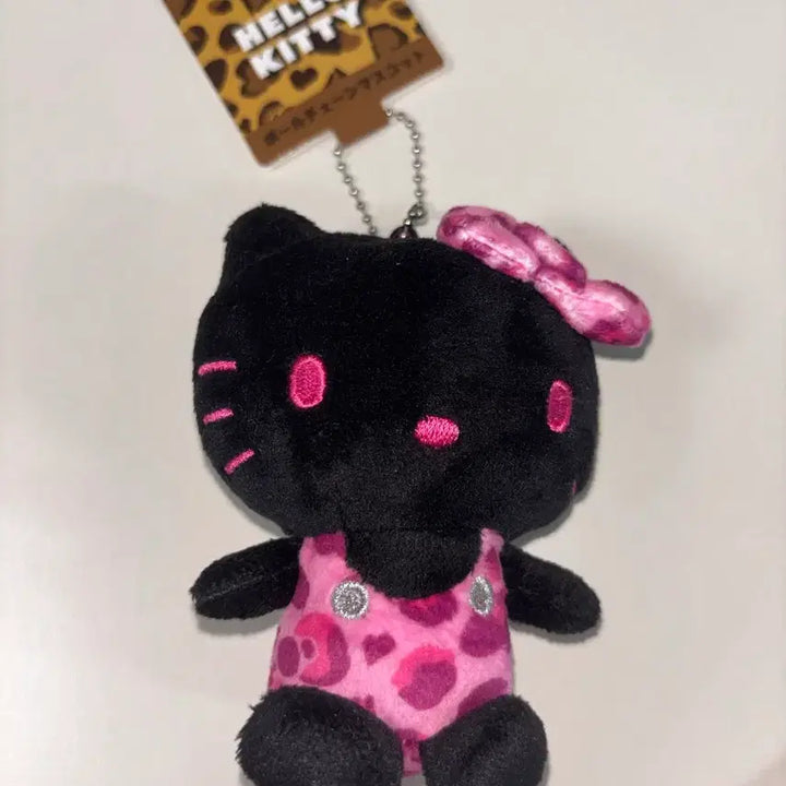 [SOLD OUT] 정품 헬로키티 호피 블랙 갸루 키티 키링 인형