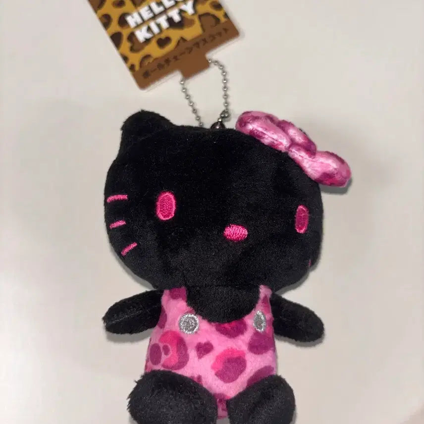 [SOLD OUT] 정품 헬로키티 호피 블랙 갸루 키티 키링 인형