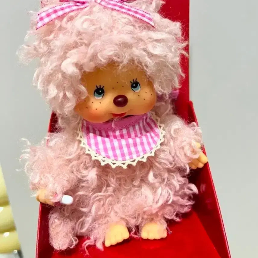 [BUNJANG] Monchhichi Curly Hair Volume Pink Plush / 몬치치 곱슬머리 볼륨핑크