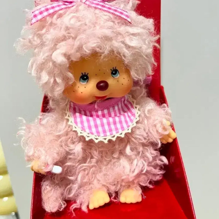 [BUNJANG] Monchhichi Curly Hair Volume Pink Plush / 몬치치 곱슬머리 볼륨핑크