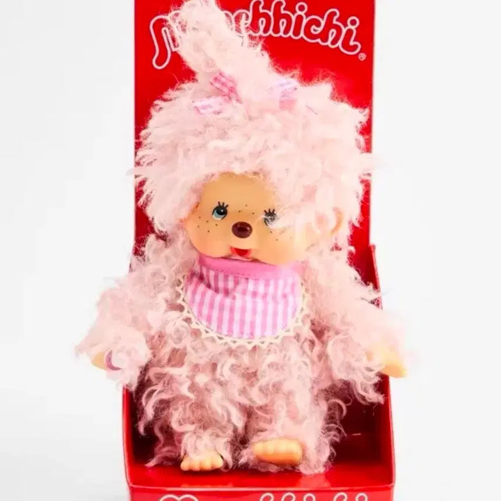 [BUNJANG] Monchhichi Curly Hair Volume Pink Plush / 몬치치 곱슬머리 볼륨핑크