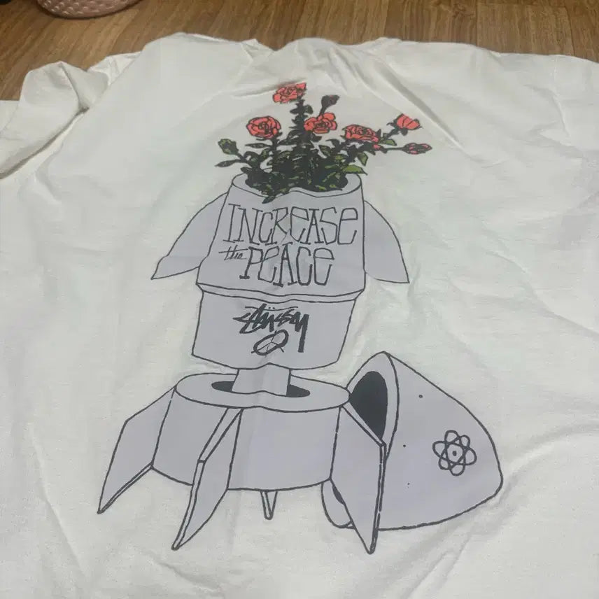[SOLD OUT] 스투시 플라워 봄 티셔츠 화이트 L 판매
