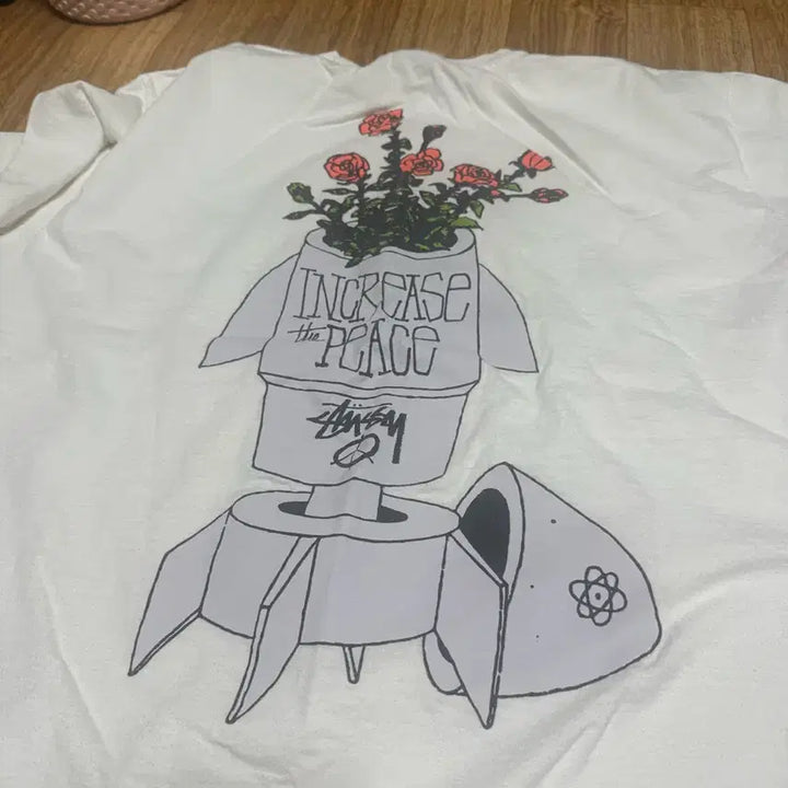 [SOLD OUT] 스투시 플라워 봄 티셔츠 화이트 L 판매