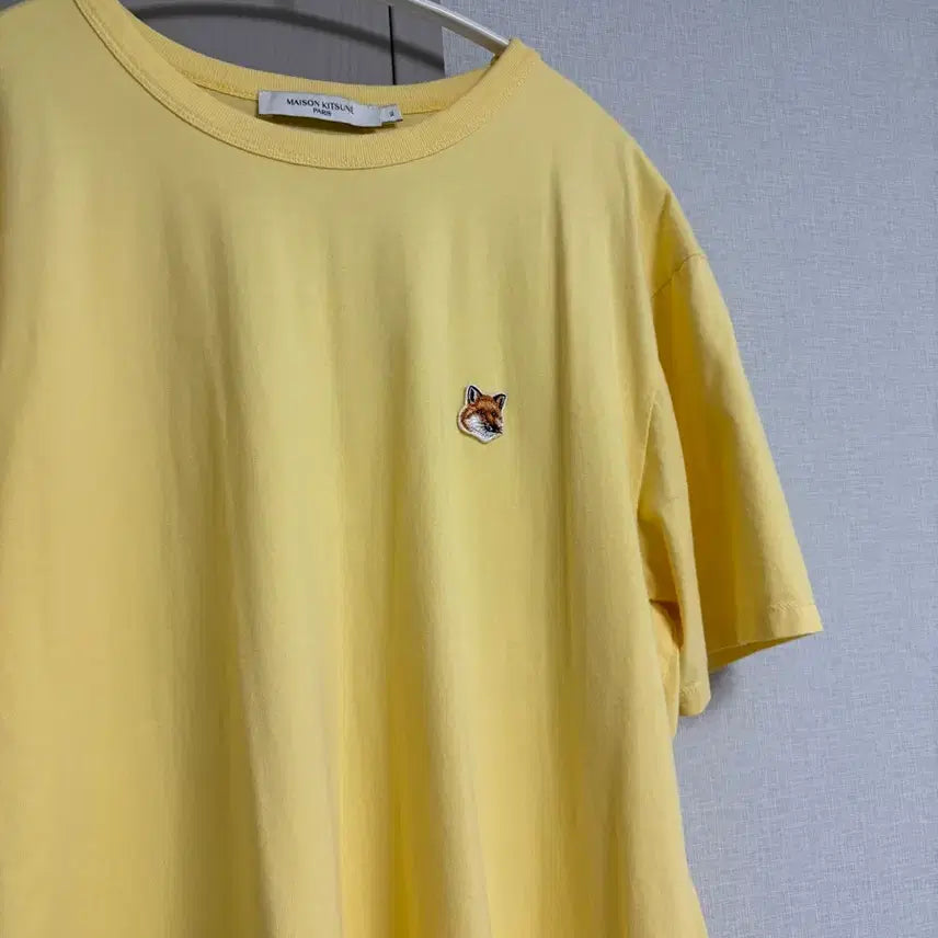 [SOLD OUT] 메종키츠네 폭스 자수 옐로우 반팔티 XL (실착1번)