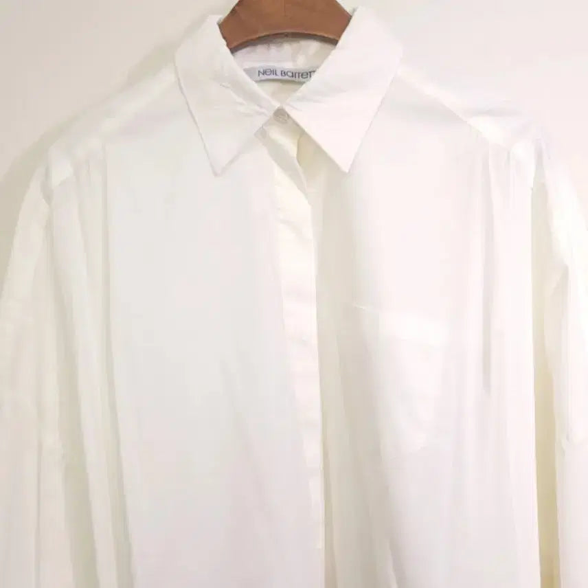 [BUNJANG] Neil Barrett White Asymmetric Layered Shirt / 닐바렛 화이트 언밸런스 셔츠 오버핏 105~110 레이어드용