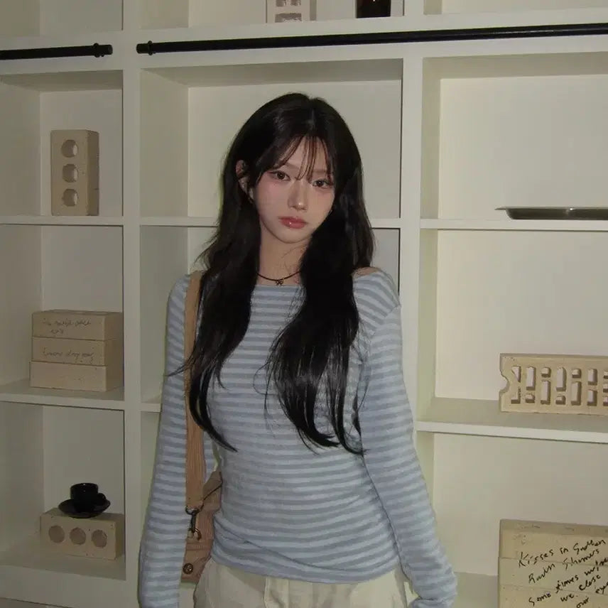 [BUNJANG] Modi Mood Striped Knit Long Sleeve T-shirt / 모디무드 보드 단가라 니트 기본 긴팔티