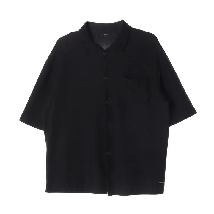 [BUNJANG] Massimo Dutti Textured Cotton Short Sleeve Shirt / 마시모두띠 블랙 텍스처 코튼 반팔 셔츠