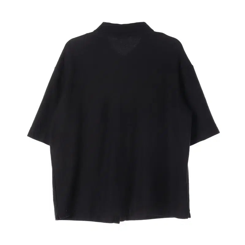 [BUNJANG] Massimo Dutti Textured Cotton Short Sleeve Shirt / 마시모두띠 블랙 텍스처 코튼 반팔 셔츠