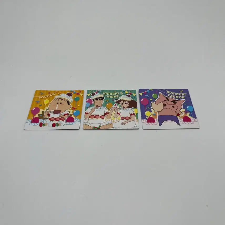 [BUNJANG] Crayon Shin-chan Choco Chip Stickers Set / 짱구는못말려 초코비 20주년 띠부씰 3장