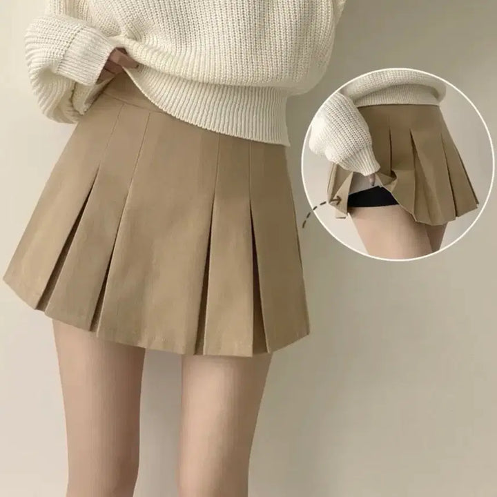 [BUNJANG] Andmore High Waist Pleated Mini Skirt / 에이블리 앤드모어 하이웨스트 플리츠 미니스커트