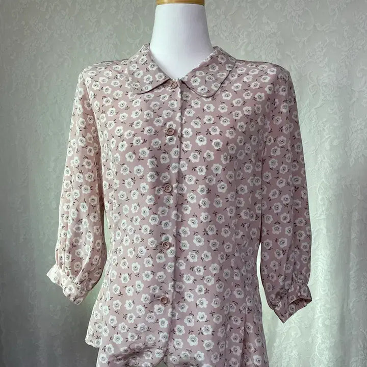 [BUNJANG] Vintage Flower Pattern Pink Blouse / 빈티지 플라워 패턴 핑크 블라우스