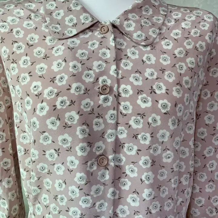 [BUNJANG] Vintage Flower Pattern Pink Blouse / 빈티지 플라워 패턴 핑크 블라우스
