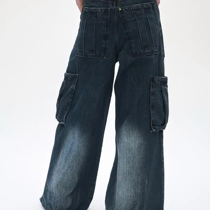 [BUNJANG] Trimming Bird Denim Cargo Pants / 트리밍버드 데님 카고 팬츠 딥블루