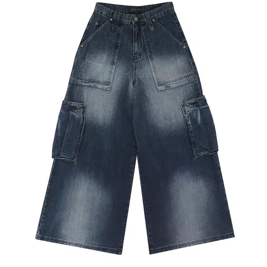 [BUNJANG] Trimming Bird Denim Cargo Pants / 트리밍버드 데님 카고 팬츠 딥블루