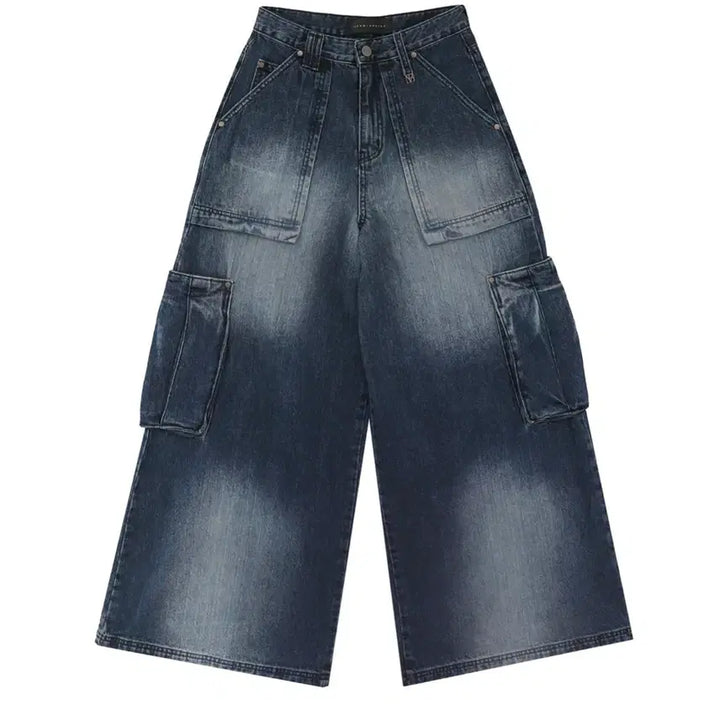 [BUNJANG] Trimming Bird Denim Cargo Pants / 트리밍버드 데님 카고 팬츠 딥블루
