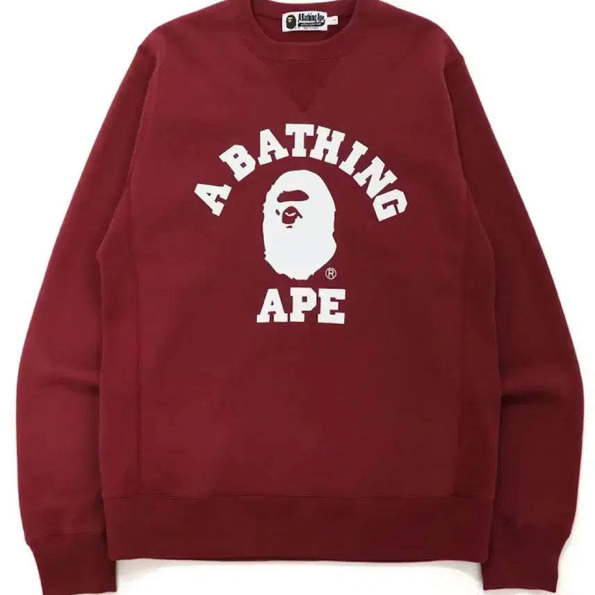 [BUNJANG] (2XL XXL) 베이프 컬리지 맨투맨 와인 버건디 티 / (2XL XXL) 베이프 컬리지 맨투맨 와인 버건디 티