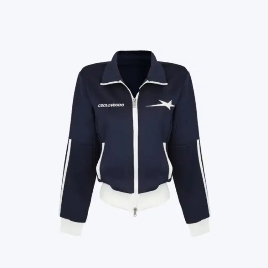 [BUNJANG] Star Print Two-Way Zip-Up Jacket / 스타 프린트 삼선 배색 투웨이 집업