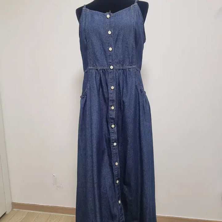 [BUNJANG] Denim Maxi Dress / 교신 나시 데님 청 원피스 드레스 (휴양지 임부복 데일리 데이트 졸업