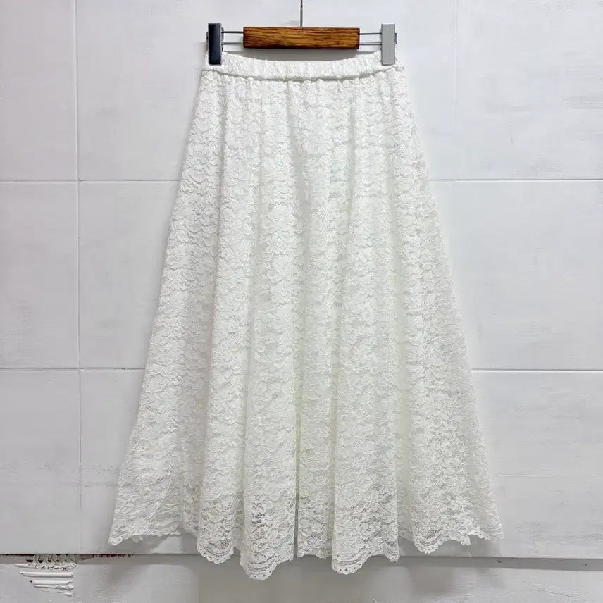 [BUNJANG] GLACIER Lace White Long Flare Skirt M / GLACIER 레이스 화이트 롱 플레어 스커트 M JPN 새상품