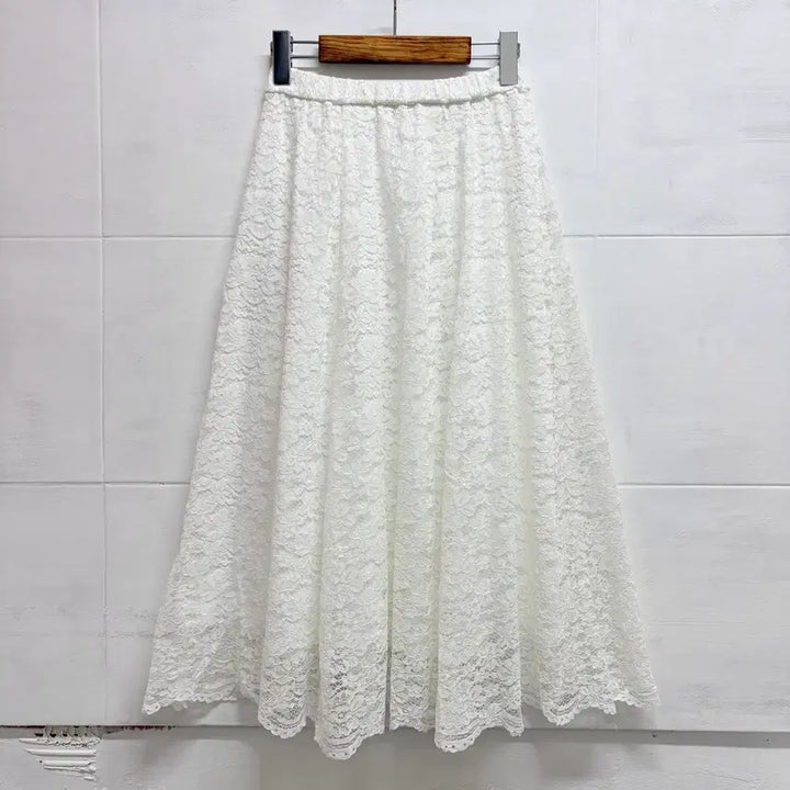 [BUNJANG] GLACIER Lace White Long Flare Skirt M / GLACIER 레이스 화이트 롱 플레어 스커트 M JPN 새상품