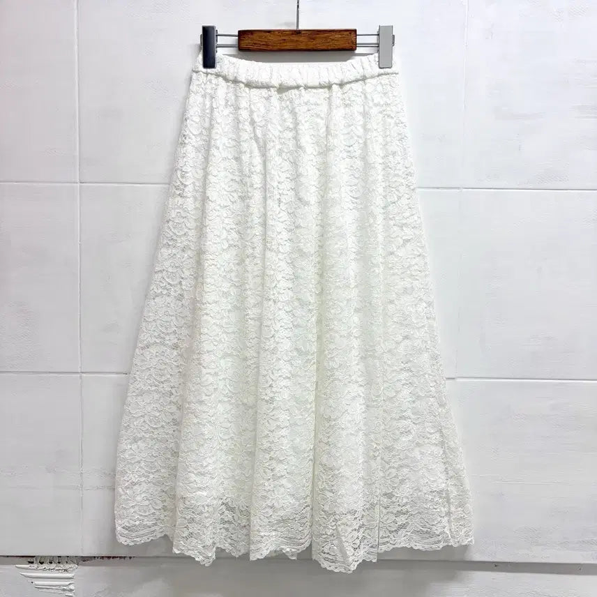 [BUNJANG] GLACIER Lace White Long Flare Skirt M / GLACIER 레이스 화이트 롱 플레어 스커트 M JPN 새상품