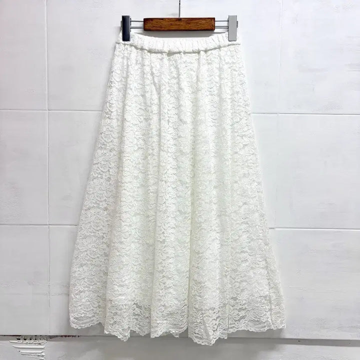 [BUNJANG] GLACIER Lace White Long Flare Skirt M / GLACIER 레이스 화이트 롱 플레어 스커트 M JPN 새상품