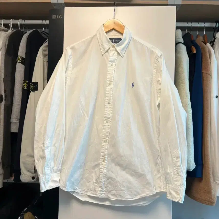 [BUNJANG] Polo Seersucker White Shirt M / 폴로 시어서커 화이트 셔츠 M