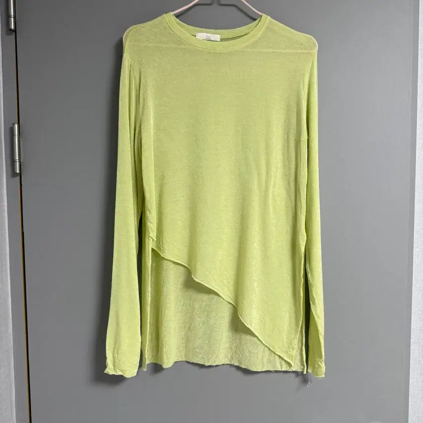 [SOLD OUT] 사선 매듭 시스루 티셔츠 연두