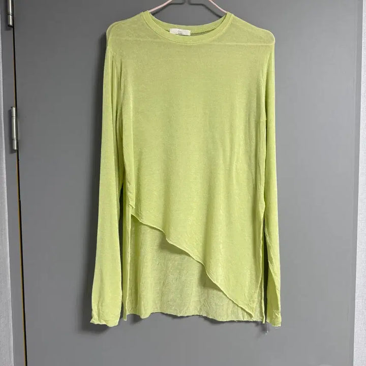 [SOLD OUT] 사선 매듭 시스루 티셔츠 연두
