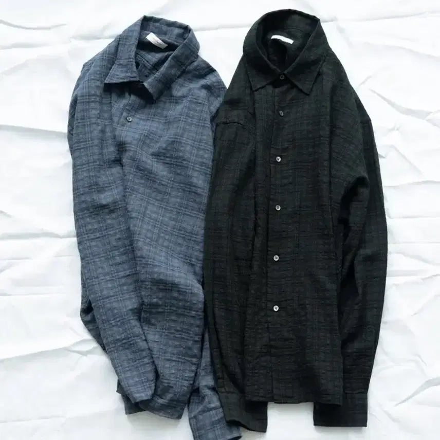 [BUNJANG] everyworn Airy Wrinkled Shirt (Navy, Size 4) / everyworn 에어리 링클드 셔츠 네이비 색상(4사이즈)