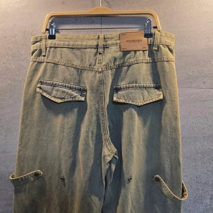 [BUNJANG] Unbranded Cargo Denim Pants / 디테일. 카고 데님 팬츠. 미착.