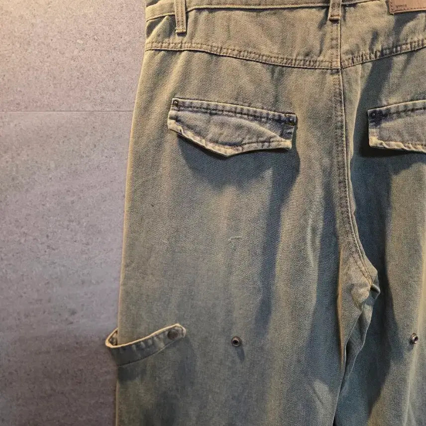 [BUNJANG] Unbranded Cargo Denim Pants / 디테일. 카고 데님 팬츠. 미착.