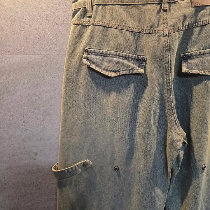 [BUNJANG] Unbranded Cargo Denim Pants / 디테일. 카고 데님 팬츠. 미착.