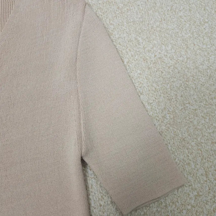 [BUNJANG] SOO&amp;JUNE V-neck Short Sleeve Knit Top / (F)SOO&amp;JUNE 여성 브이넥 반팔 니트 핑크베이지