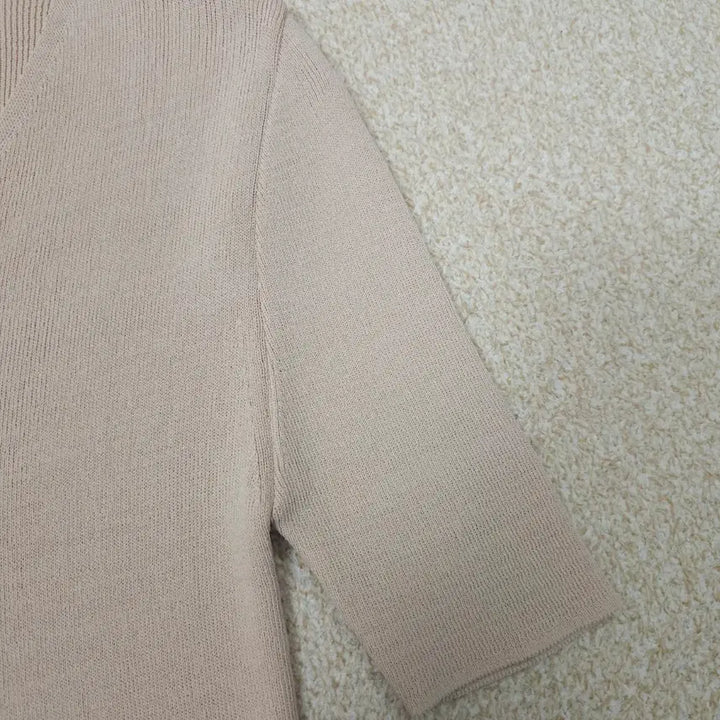 [BUNJANG] SOO&amp;JUNE V-neck Short Sleeve Knit Top / (F)SOO&amp;JUNE 여성 브이넥 반팔 니트 핑크베이지