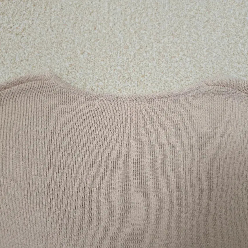 [BUNJANG] SOO&amp;JUNE V-neck Short Sleeve Knit Top / (F)SOO&amp;JUNE 여성 브이넥 반팔 니트 핑크베이지
