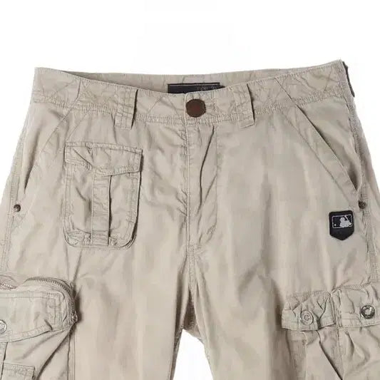 [BUNJANG] MLB Beige Outpocket Cargo Shorts 74 / MLB 베이지 아웃포켓 카고 하프 팬츠 74