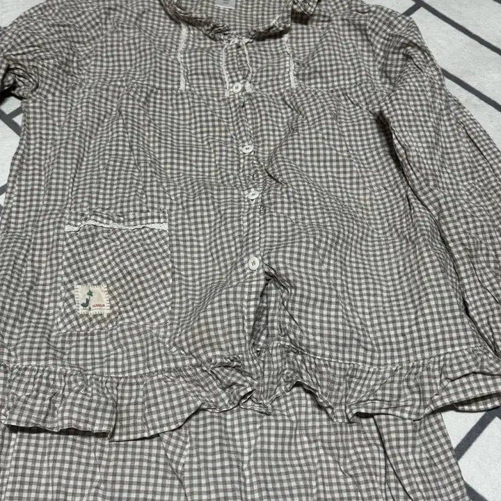 [BUNJANG] Manua Brown Checkered Pajama Set / 마누아 잠옷세트