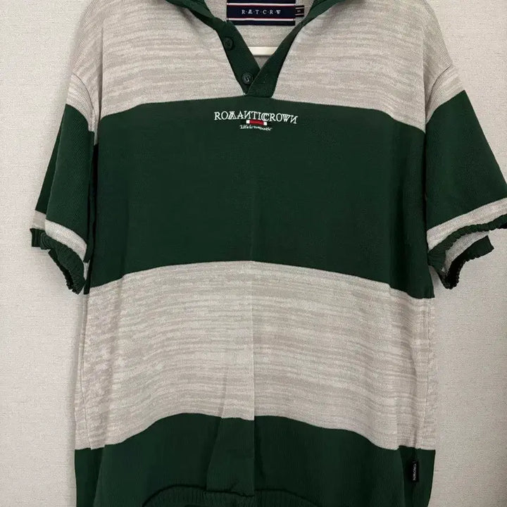 [BUNJANG] Romantic Crown Striped Knit Polo (Green) / [로맨틱크라운] 스트라이프 니트 폴로(그린)